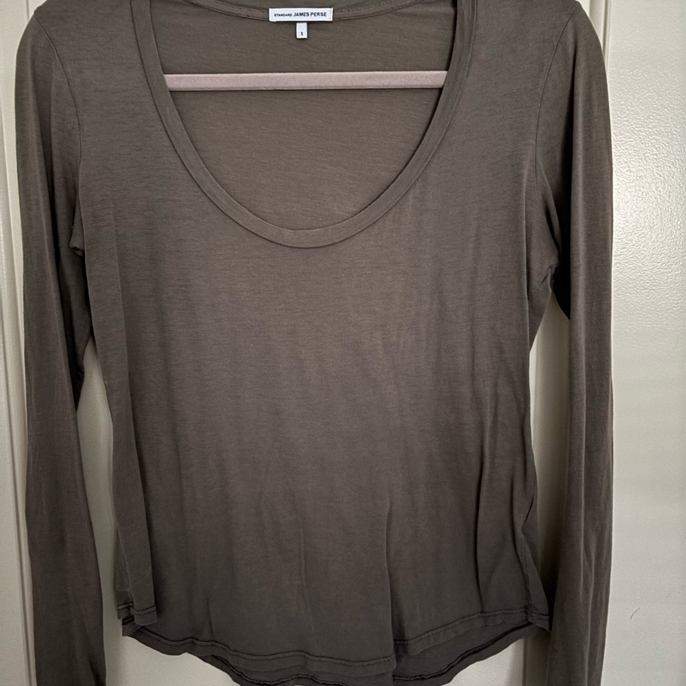 James Perse Long Sleeve Top in Taupe